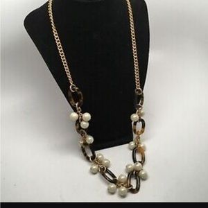 J crew Faux tortoise shell and pearl necklace